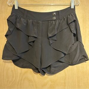 Leifsdottir silk ruffle shorts in black, size 2